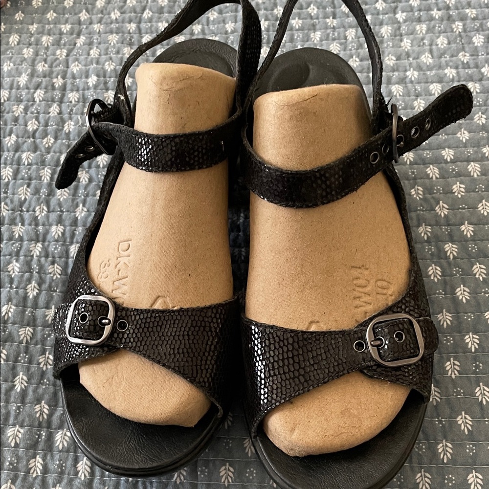 Dansko Black Leather Sandals with Strap